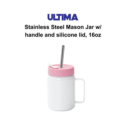 ULTIMA STAINLESS STEEL MASON JAR w/ HANDLE AND SILICONE LID - 160 OZ