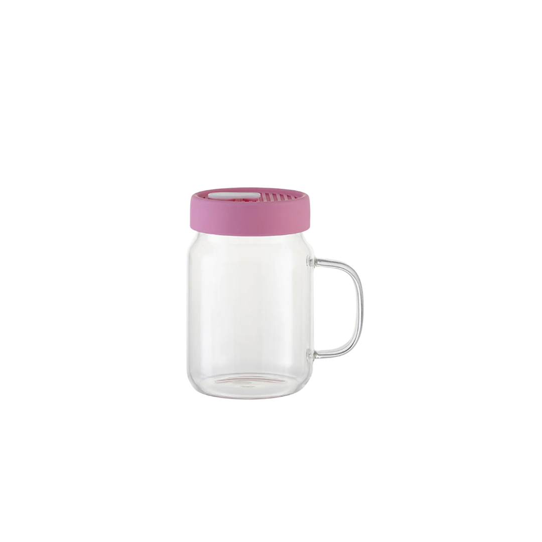 ULTIMA CLEAR GLASS MASON JAR W/ HANDLE AND SILICONE LID 20 OZ