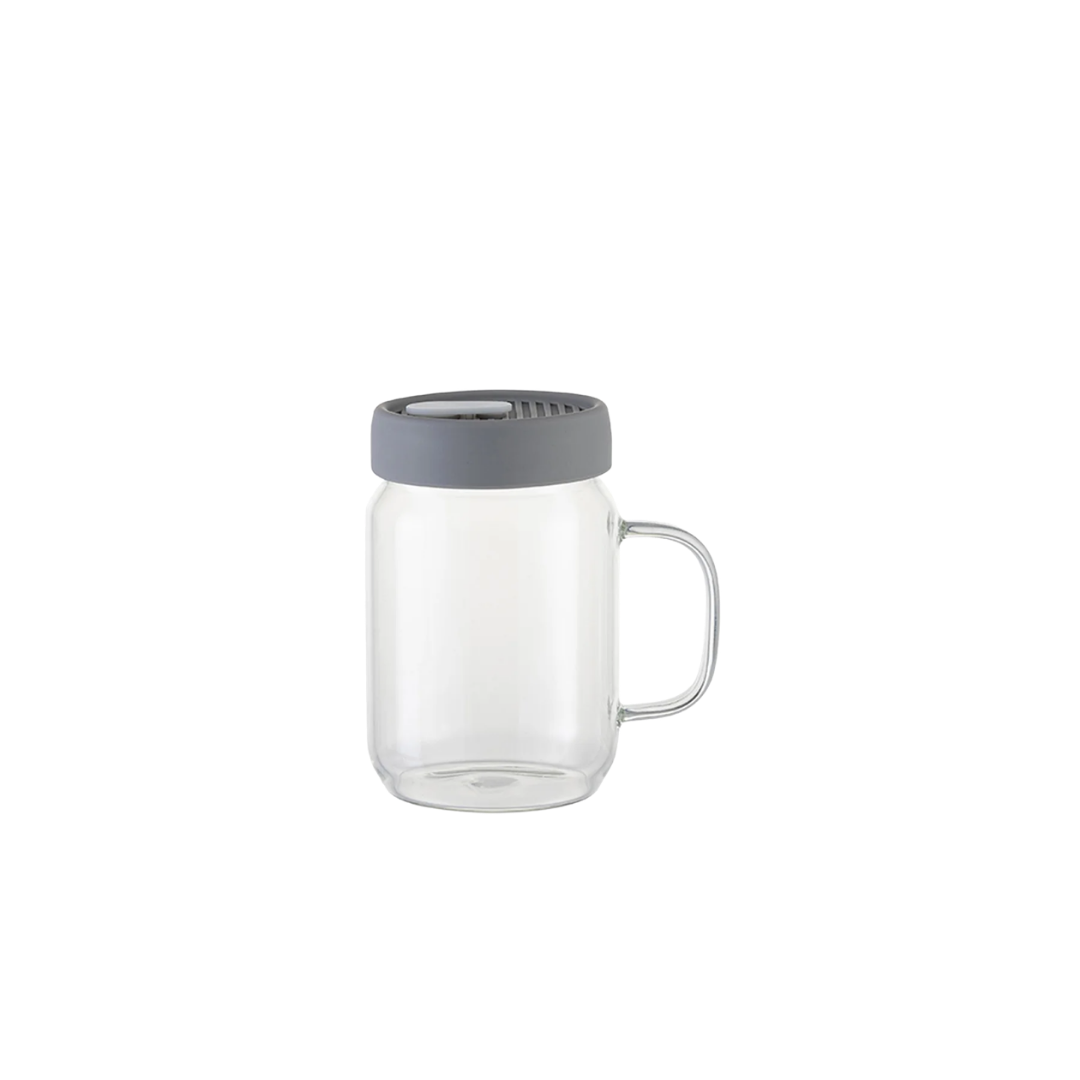 ULTIMA CLEAR GLASS MASON JAR W/ HANDLE AND SILICONE LID 20 OZ