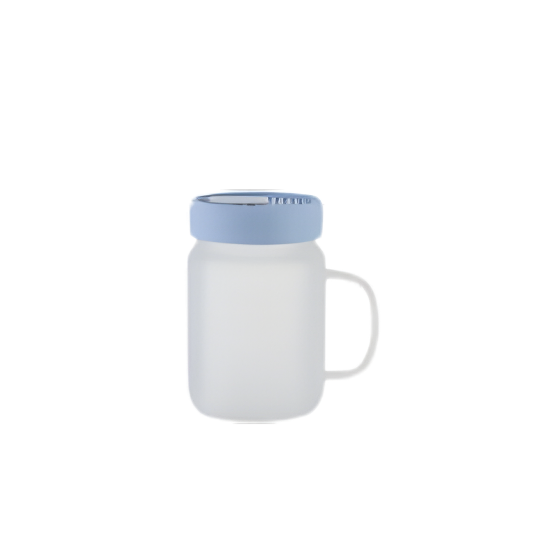 ULTIMA FROSTED GLASS MASON JAR W/ HANDLE AND SILICONE LID 20 OZ