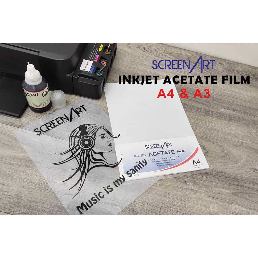 SCREENART INKJET ACETATE FILM A4 SIZE - PER PACK (SCREEN PRINTING)